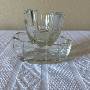 Vintage Set of 2 Crystal‎ Spoon Rest Holder Caddy 3X5